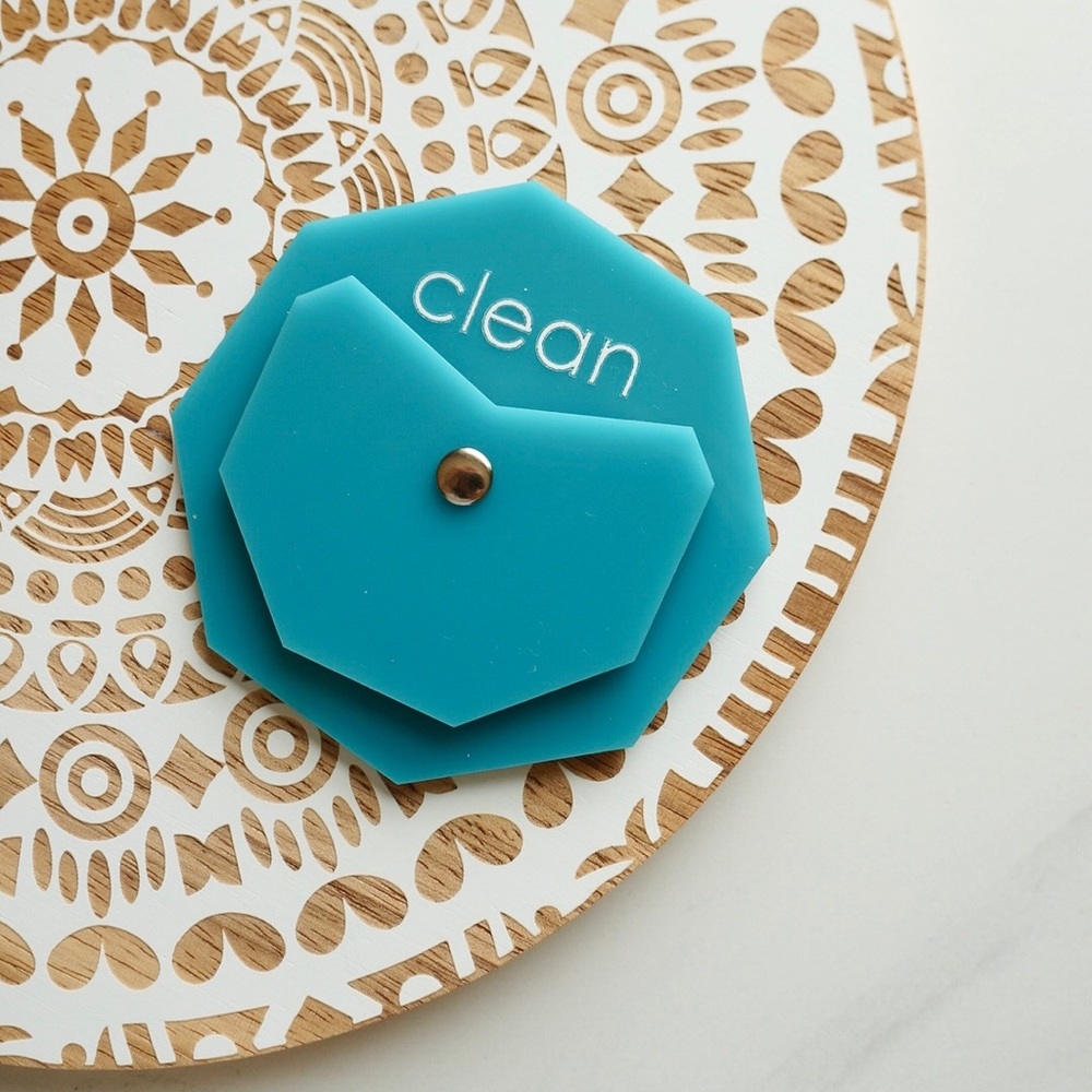 Octagon Clean Dirty Dishwasher Magnet Sign- Blue